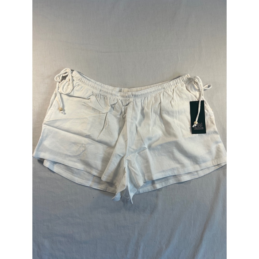Wild Fable White Rayon Linen Blend Shorts Side Tie Bead Detail Small NEW